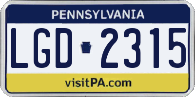 PA license plate LGD2315