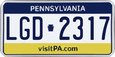 PA license plate LGD2317