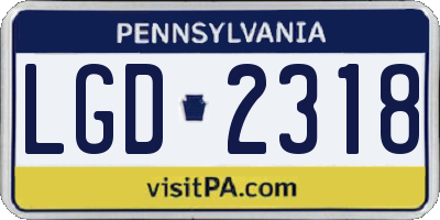 PA license plate LGD2318