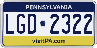 PA license plate LGD2322