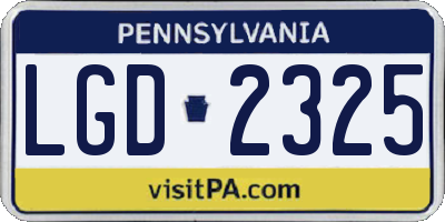 PA license plate LGD2325