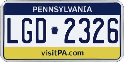 PA license plate LGD2326