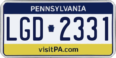 PA license plate LGD2331