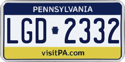 PA license plate LGD2332