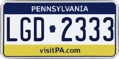 PA license plate LGD2333