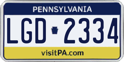 PA license plate LGD2334