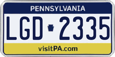 PA license plate LGD2335