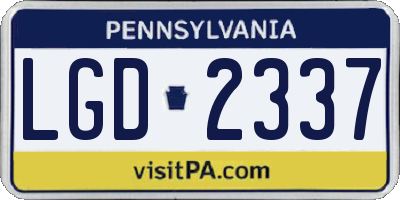 PA license plate LGD2337