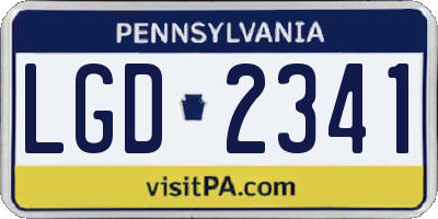 PA license plate LGD2341