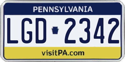 PA license plate LGD2342