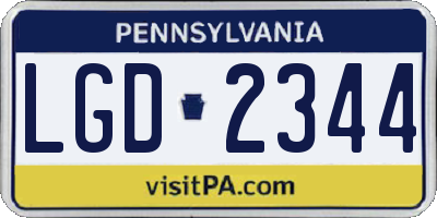 PA license plate LGD2344