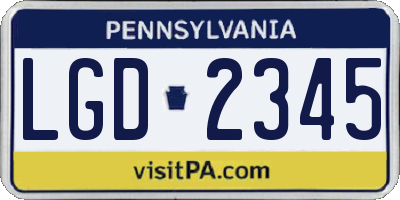 PA license plate LGD2345