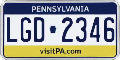 PA license plate LGD2346