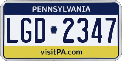 PA license plate LGD2347
