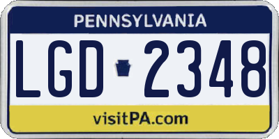 PA license plate LGD2348