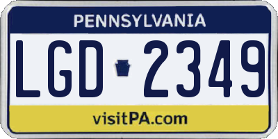 PA license plate LGD2349