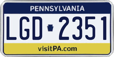 PA license plate LGD2351
