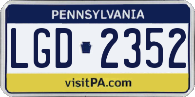 PA license plate LGD2352