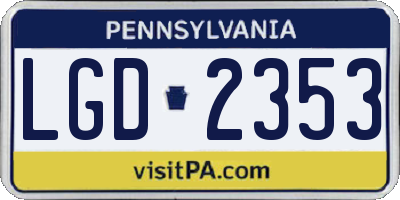 PA license plate LGD2353