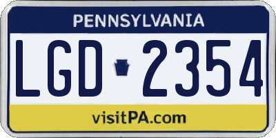 PA license plate LGD2354