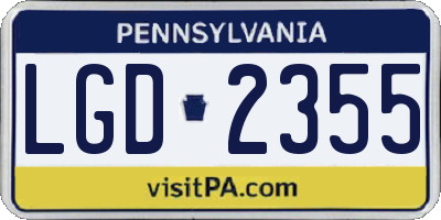 PA license plate LGD2355
