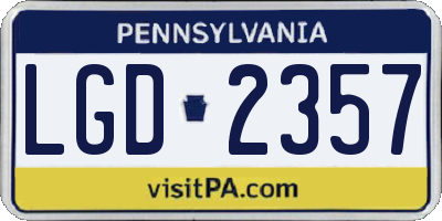 PA license plate LGD2357