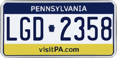 PA license plate LGD2358
