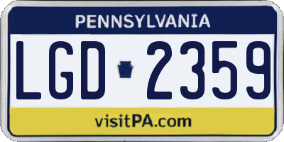 PA license plate LGD2359