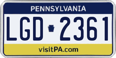 PA license plate LGD2361
