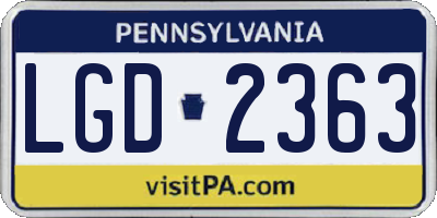 PA license plate LGD2363