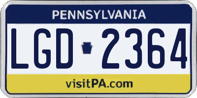 PA license plate LGD2364