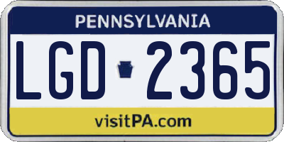 PA license plate LGD2365