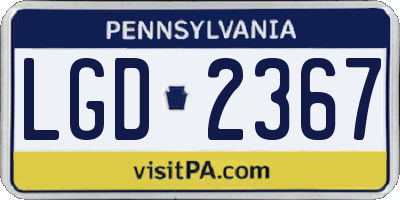 PA license plate LGD2367