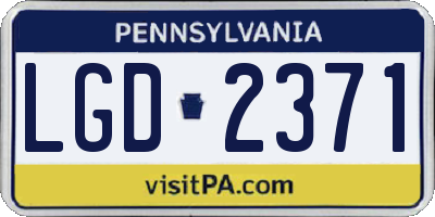 PA license plate LGD2371