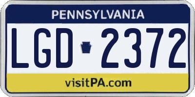 PA license plate LGD2372