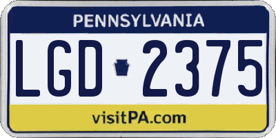 PA license plate LGD2375