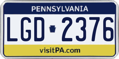 PA license plate LGD2376