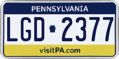 PA license plate LGD2377