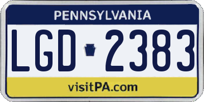 PA license plate LGD2383