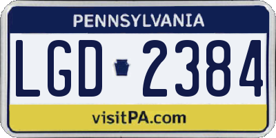 PA license plate LGD2384