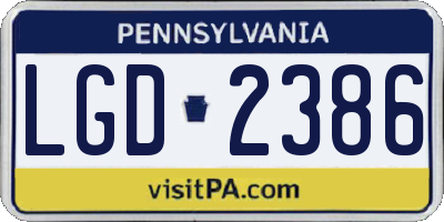 PA license plate LGD2386