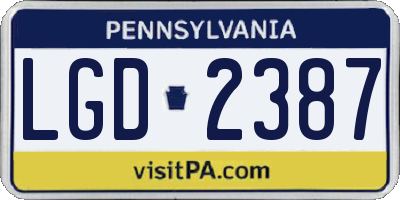 PA license plate LGD2387