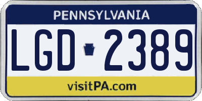 PA license plate LGD2389