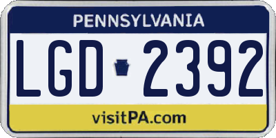 PA license plate LGD2392