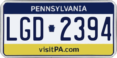 PA license plate LGD2394