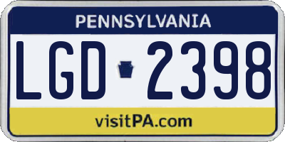 PA license plate LGD2398
