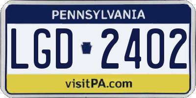 PA license plate LGD2402