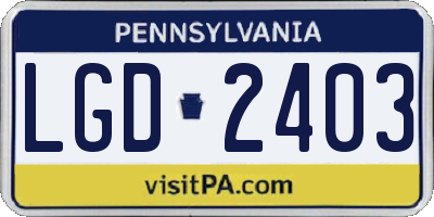 PA license plate LGD2403