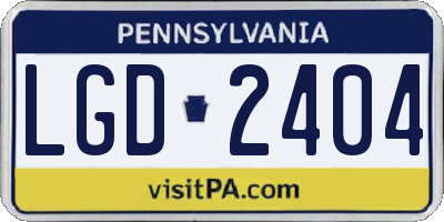 PA license plate LGD2404