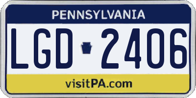PA license plate LGD2406